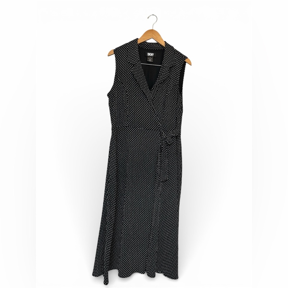 DKNY Black and White Polka Dot Elegant Date- Wedding Guest Dress Plus Sz 16